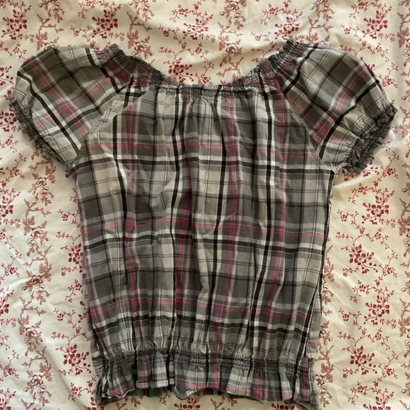 ruffle plaid goth milkmaid top - Picture 2 of 3